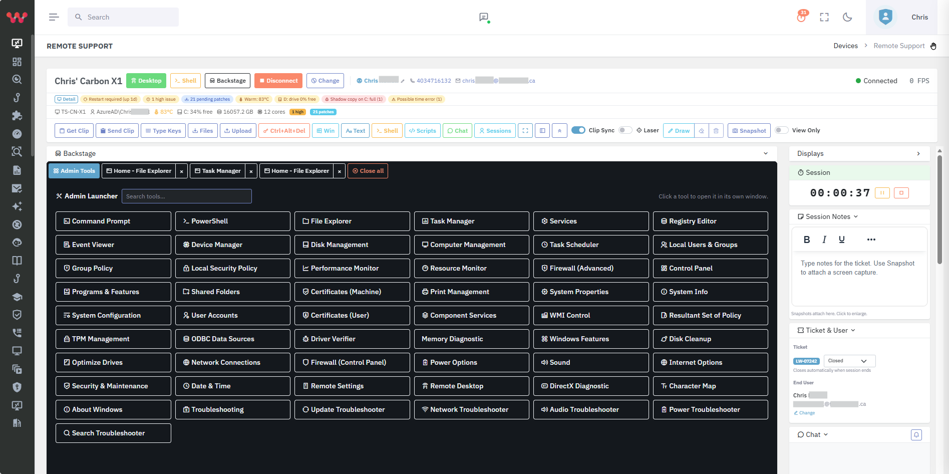 Lavawall Backstage runs Windows admin tools on a hidden desktop without disturbing the user &mdash; a better ScreenConnect Backstage for MSPs