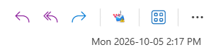 La barre d’outils des messages d’Outlook avec Répondre, Répondre à tous, Transférer, puis l’icône rouge et bleue Phish Report à côté du bouton Applications.